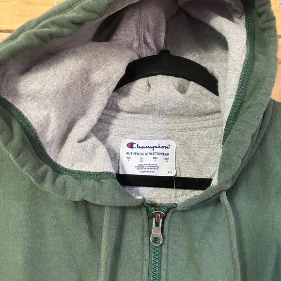 Champion Mens Powerblend Fleece Full Zip Logo Hoodie Large Green Olive AN NWT - Picture 6 of 12